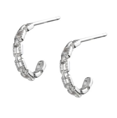 China 2019 Sterling Silver Half Moon Shape Stud C Stud Earrings Fashionable New Arrival Latest Design 925 Sterling Chain Earrings For Women Jewelry for sale