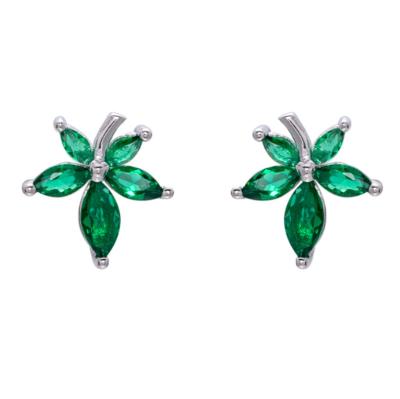 China Trendy Classic Design Gold Green Design Crystal Stud 925 Sterling Silver Stud Earrings For Girls for sale