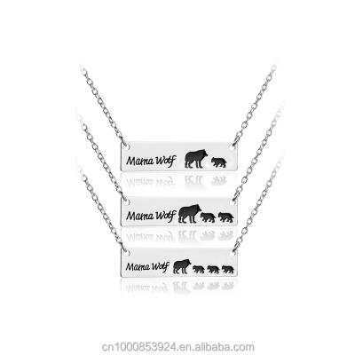 China Fashion Jewelry Factory Alloy Necklace Mothers Day Wolf Necklace Personalize Silver Bar for sale