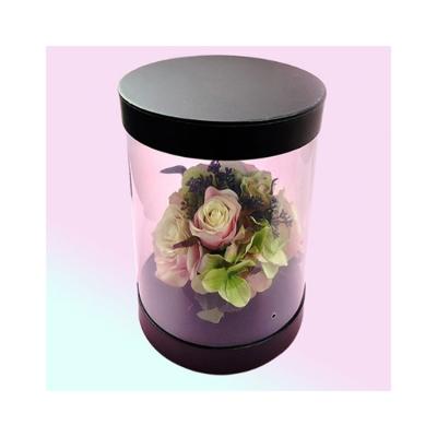 China Chinese custom hangmade box reused flower logo material manufacturer PVC round transparent flower box for sale