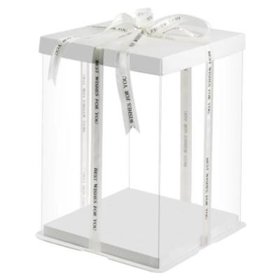 China Recyclable Clear Gift Box Plastic Organizer with Black Lid and Base Cake Gift Box Favor Box for sale