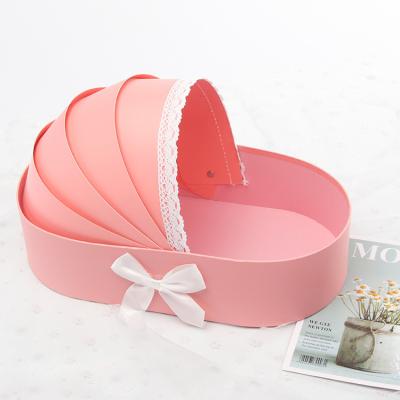 China Recycled Full Moon Creative Gift Box Flower Materials Baby Soap Bouquet Cradle Packing Gift Box for sale