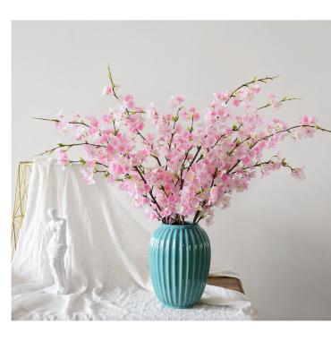 China Home Office Natural Outdoor Decoration Plant Velvet Wedding Handmade Large Touch Cherry Blossoms for sale