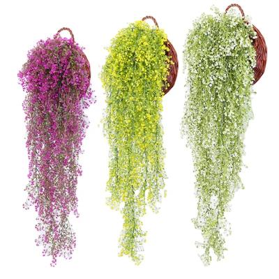 China Green Eco-friendly indoor artificial wall hanging plant decoration plant wall plastic simulation flower leaf wedding decoration for sale