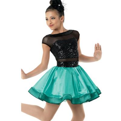 China Eco-friendly School Girl Dance Costumes Western Dance Dress Girls Sequin Dance Costume for sale