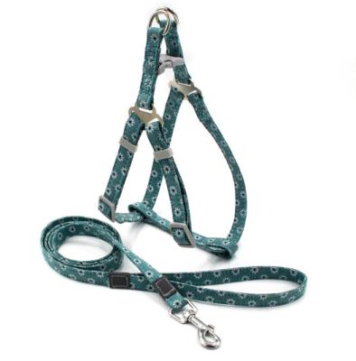 China Comfortable Viable Flower Printing Dog Harness and Leash Set and Cheap Harness and Leash for Dog and Cat for sale