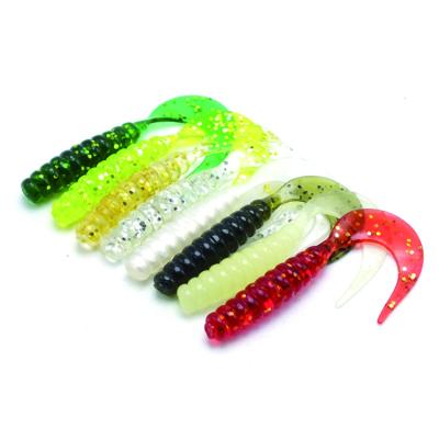 China silicone material soft bait single-tailed crooked tail soft worm lure 10 colors optional bionic bait COTOFISH-JW001 for sale