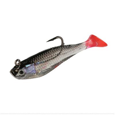 China Soft Lead Fishing Lures T Tail Soft Bait Single Hook Baits Artificial Bait Jig Wobblers Rubber 80mm9.5g Lure COTOFISH-YX001 for sale