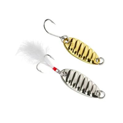 China Metal Sequins Fishing Lure Spoon Lure Noise Paillette Hard Baits with Feather Treble Hook Pesca Fishing Tackle VIB002 for sale