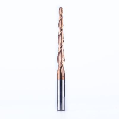 China Burning & CNC Milling Engraving Milling Cutter Ball Taper Nose Carving End Mill R0.5*D4*15*50L*2F HRC55 Woodworking Tool for sale