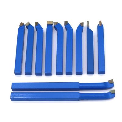 China Metal Work Tool 11 Pieces Tungsten Bit Carbide Tilted Tool for Metal, 12mm Square Shank Welded Holder, Lathe Tool Holder Set for sale