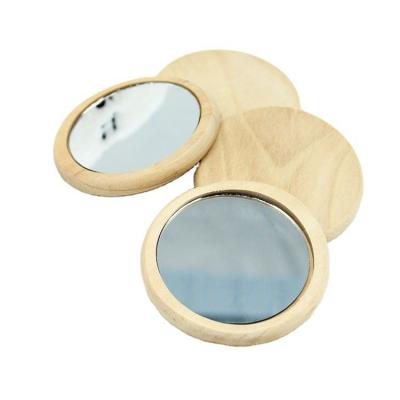 China Factory direct promotion Classic Wooden Round Mirror portable round small mirror Mini Makeup Round Mirror for sale