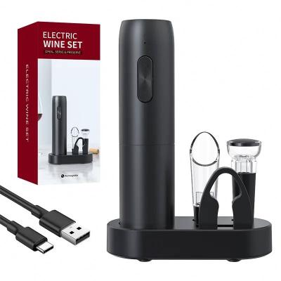 China New Arrival Viable Automatic Corkscrew Custom Logo Wholesales USB Rechargeable Wine Gift Set Cordless Electric Bottle Wine Opener for sale