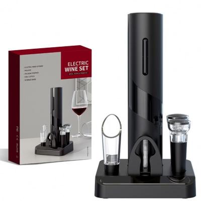 China Viable Automatic Corkscrew Wine Gift Set Factory Wholesales Custom Logo Rechargeable Battery Powered Electric Wine Opener With Base for sale