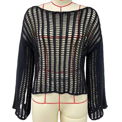 China 2023 Anti-Wrinkle Source Summer Sexy Ribbed Mesh Knit Sweater Women Backless Sweater Manufacturer New Knit Sweater for sale