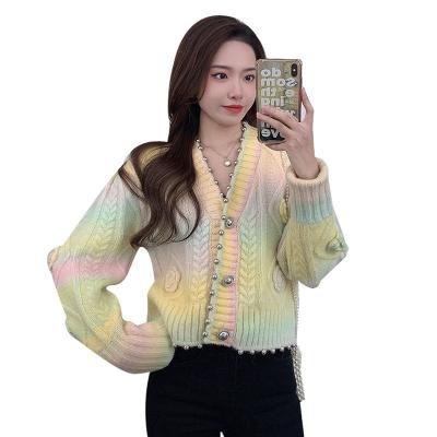 China factory 2023 Anti-wrinkle spring spring and knitted cardigan women's knitted jacket new rainbow winter mohair anti-pilling for sale