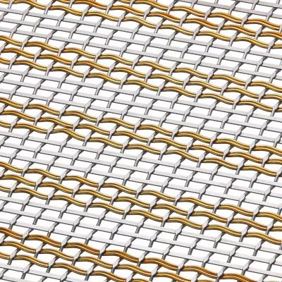 China Goud decoratief metalen mesh scherm doorzichtige mesh scheidingspanelen Te koop