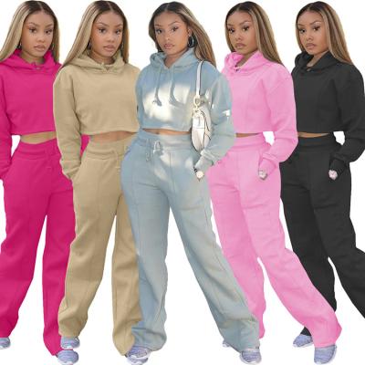 China Custom QUICK DRY 2 piece tracksuit women sweatsuit sweatpants and hoodie set for sale