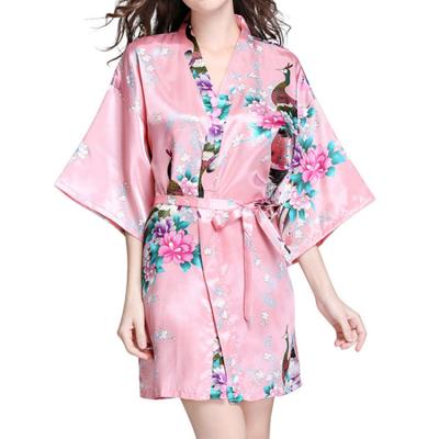 China High quality QUICK DRY sexy satin pajamas bride long robes silk women sleepwear for sale