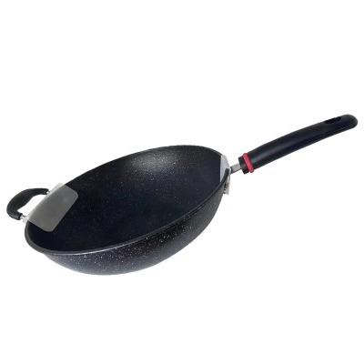 China Viable Medical 32cm Stone Wok Aluminum Nonstick Coating Chinese Casserole for sale