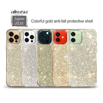 China High 2 Protectors in 1 PC Hybrid TPU Glossy Bling Gillter Glossy Phone Case for iPhone 12 pro Max Luxury Back Cover for sale