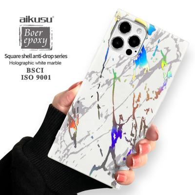 China High Aikusu Marble Protective Phone Case For iPhone 12 Holographic Soft TPU Phone Cases For iPhone 12 Pro Max Square Phone Case for sale