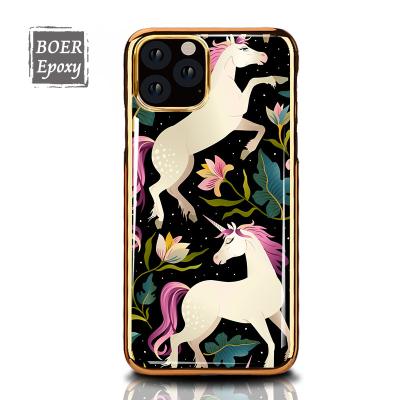 China Fashion For New iPhone 11 Gold Plated Phone Case Cartoon Pattern Design Epoxy Covered Phone Case for sale