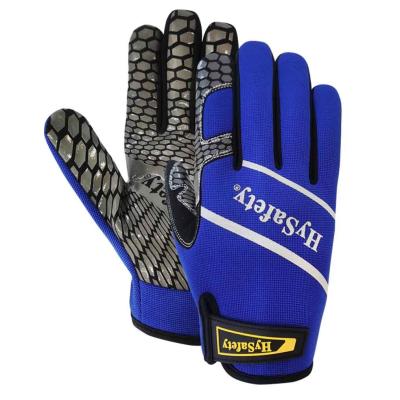 China Großer Griff-reflektierender druckender blauer Automechaniker Gloves Silicone Dots Palm zu verkaufen