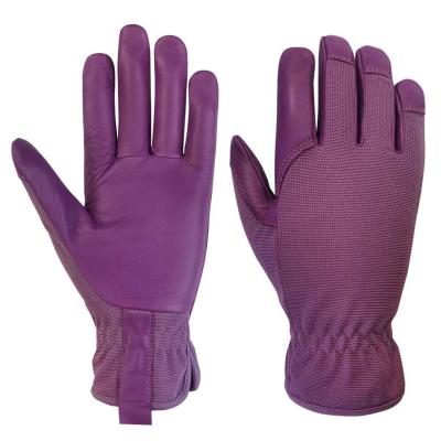 China Mädchen-Purpur-überziehen Gartenarbeitarbeits-Handschuhe für Rose Garden Multiple Sizes mit Leder zu verkaufen