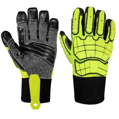 China Los guantes resistentes a los choques de la tecnología del campo petrolífero 3X44EP Cala cubren al instalador con cuero Gloves en venta