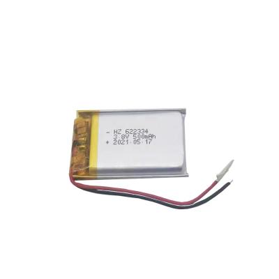 China Hot selling toys 3.8v small Lipo battery 622334 lithium 500mah lithium Ion Battery 3.8v Lipo battery polymer for sale