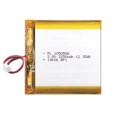 China Toys High Voltage 105050 Lithium Polymer 3.8v 3250mah Lithium Ion Polymer Battery for sale