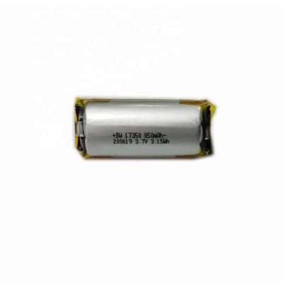 China Machine tools factory 17350 3.7V 10C 850mAh 8.5A cylindrical rechargeable high rate discharge lipo battery for e-cigarette for sale