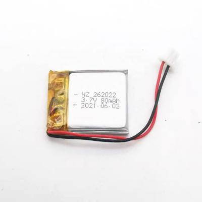 China Toys thickness within 3mm 262022 small Li-PO ultra thin rechargeable battery 3.7v 80mah battery for sale