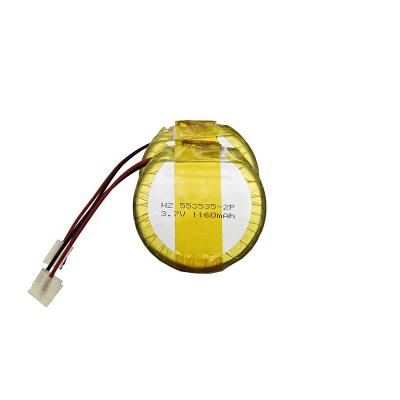 China Toys Round Shaped Battery 553535 3.7v 580mah Lipo Battery Li-polymer Battery 503535 for sale