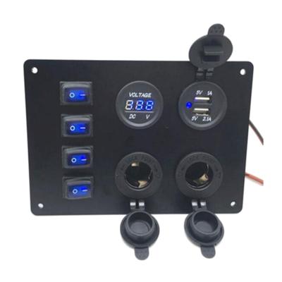 China New Product 12V-24V Mobile Phone/Ipad/Camera/PDA/MP3 DC 4 Band On Switch 3.1A Dual USB Charger Boat Rocker Inverter Marine Panel for sale