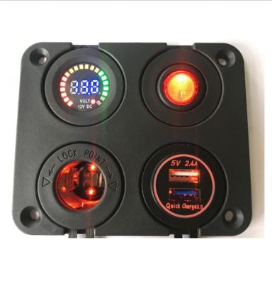 China DC 24V LED 4 Band RV Waterproof Car Yacht Marine Boat Mobile Phone/Ipad/Camera/PDA/MP3 12 Volt Switch Panel for sale