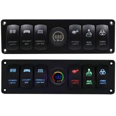 China Cars Blank USB Car Charging Universal 6 Gang Rocker Switch Panel DC 12V/24V Led Light Indicator Automotive Marine Boat for sale