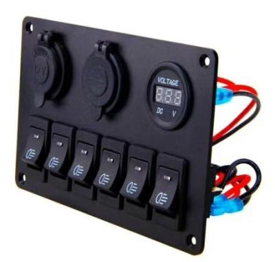 China New DC 24V 6 Strip Rocker Switch ON-OFF Panel With Power Cigarette Lighter LED Light Car Marine Boat for sale