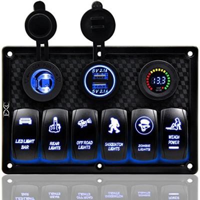 China Wholesale Mobile Phone Panel Power/6 Band Rocker Switch Ipad/Camera/PDA/MP3 with Dual USB Charger on Car Bus Boat Marine Boat for sale