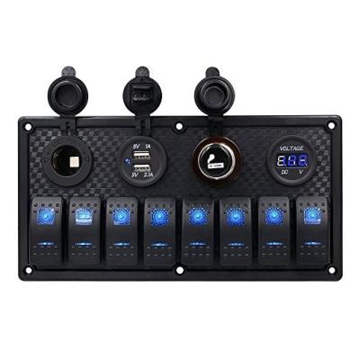 China Mobile Phone/Ipad Band/Camera/PDA/MP3 8 Dual USB DC 12V 24V 3.1A Charger Power Socket Marine Boat Rocker Switch Panel for sale