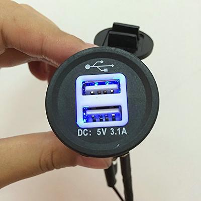 China Dual USB 3.1a Car USB Charger Wholesale Dual USB Car Charger DC 12V/24V 3.1A Waterproof Plug On USB Car Charger With CE for sale