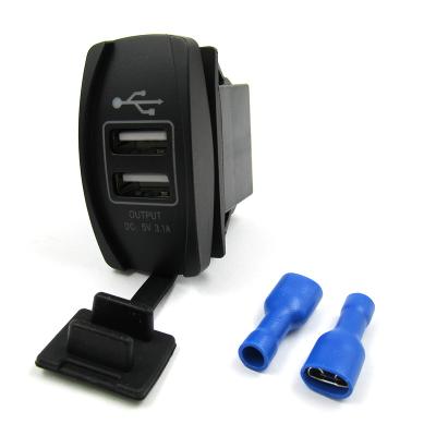 China Car /Motorcycle Charger DC 12 Volt Motorcycle Dual Port Power Plug Socket 3.1a USB Car Charger Dual for sale