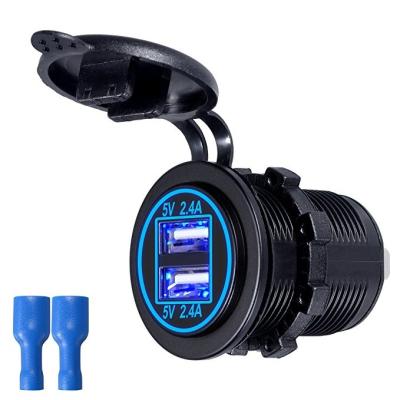 China Dual USB Charging Ports Waterproof DC 12V-24V Dual Port Boat Motor USB Car Charger 4.8 for sale