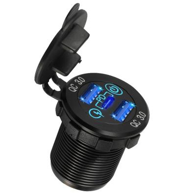 China Wholesale Aluminum Alloy 12V/24V 3 Port Mobile Phone/Ipad/Camera/PDA/MP3 PD QC 3.0 Charger Left Quick USB Car Charger Waterproof for sale