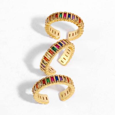 China Hot Selling Nickel Free CZ Ring LS-E144 Gold Plated Micro Pave Ring Multicolor CZ Ring For Women for sale