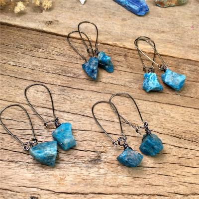 China BOHEMIA Geode Earrings Apatite Raw Stone Gemstone Crystal Earrings Raw Gemstone Jewelry LS-E1283 for sale