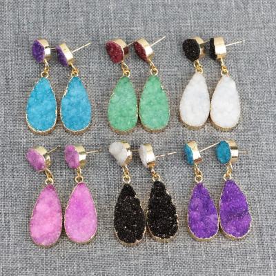 China Wholesale Natural Stone BOHEMIA LS-D1318 Colorful Druzy Jewelry Earring Druzy For Women Gift for sale