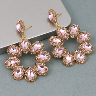 China LS-A009 Beautiful Bohemia Flower Style Rhinestone Pave Diamond Earring Dangle Women Earring High Quality for sale