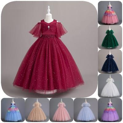 China 2023 New Style Girl's Dress Anti-wrinkle Knee Length Mesh Flower Cute Dress Girl's Birthday Dress for sale